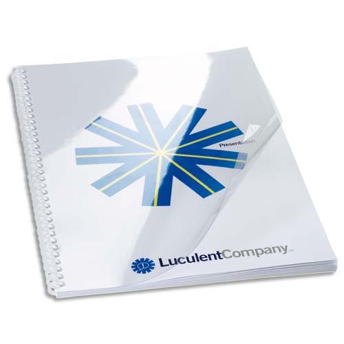 GBC - Plats de couverture - Boites de 100 - Transparent - Toucher cuir